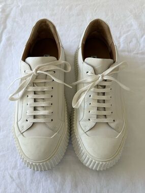 Jil Sander Off-White Leather Low-Top Sneakers